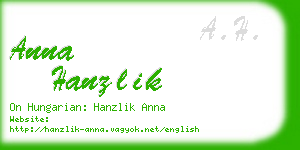 anna hanzlik business card